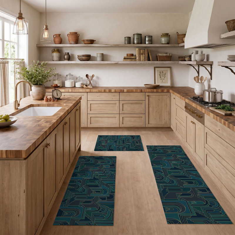 Tapis de cuisine lavables antidérapants à motif géométrique