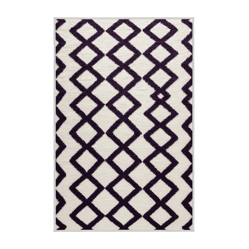 Tapis beige en treillis lavable à la machine, Rectangulaire 2 pi x 3 pi