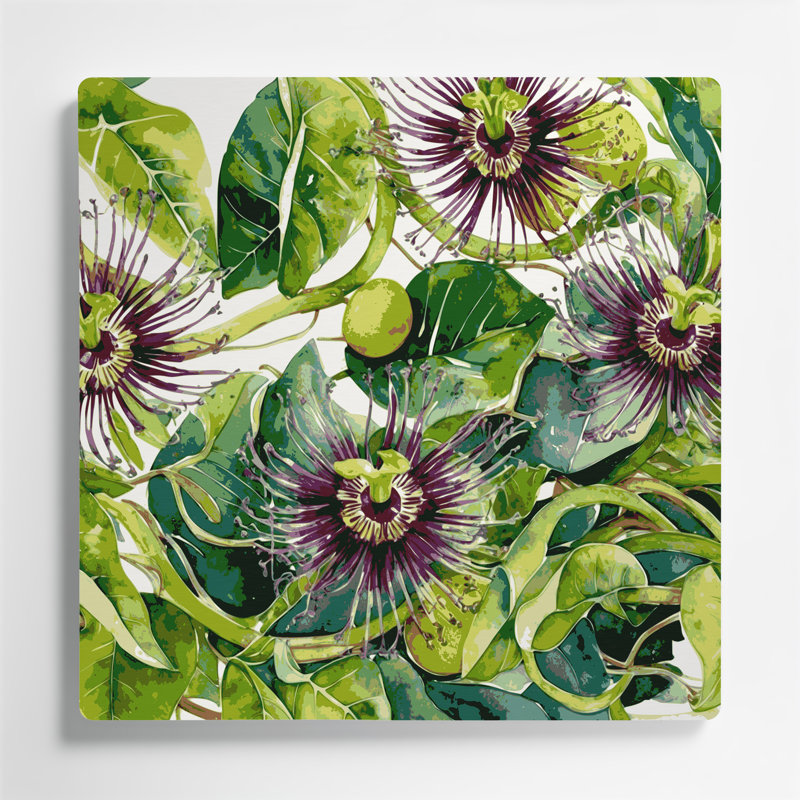 Art mural vert hawaïen Lilikoi Vines, H 12 po x l 12 po