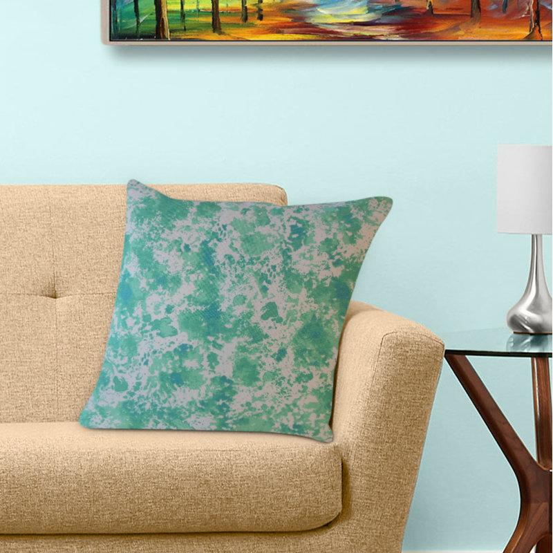Oreiller en coton Delyth, 20 po x 20 po, Coussin décoratif, Aigue-marine