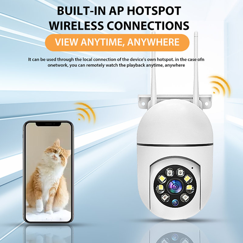 Caméra de sécurité domestique Hawkray, supportant le WIFI 2,4 / 5G, installation simple, configuration rapide, vision nocturne en couleur, système de sécurité audio bidirectionnel et de détection de mouvement.