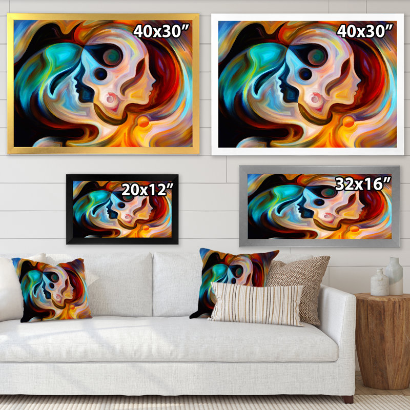 «Blue Orange and Red», reproduction d'art sur toile, Toile avec cadre de coin noir fermé, H 34 po x l 44 po