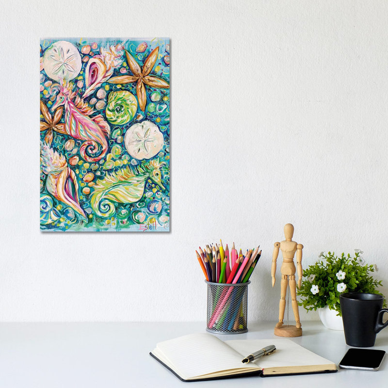 Conchology 1 Piece Painting on Canvas, 20.32 cm H x 30.48 cm W, Wrapped Canvas