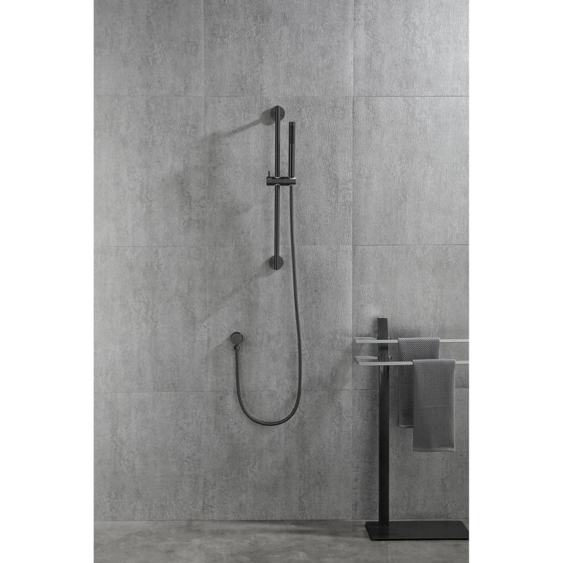 59-Inch Hose Handheld Shower With Height Adjustment And Matte Black Design 28-Inch Slide Bar Adjustable Stylish Spray Modes