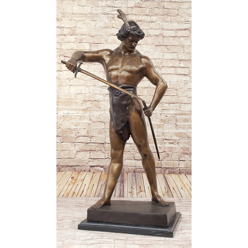 Post Pugnam Picault Bronze Statue Sculpture Warrior Sheathing Sword 35" x 18"