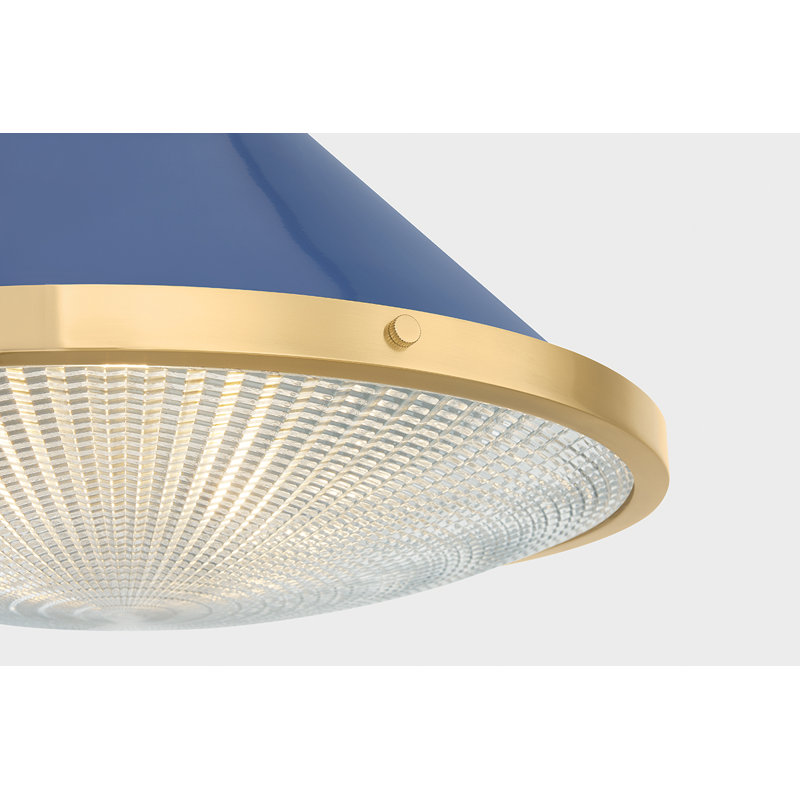 Luminaire suspendu Highclere par Mark D. Sikes, Laiton vieilli / bleu français doux, H 14,5 po x l 17,75 po x P 17,75 po