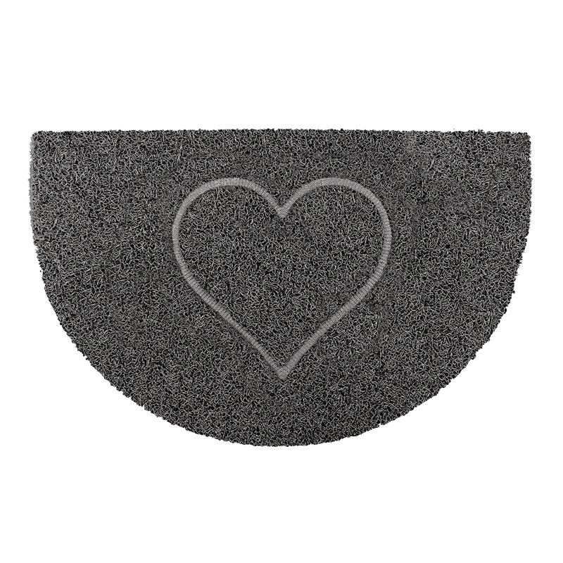 Heart Half Moon Doormat, Grey