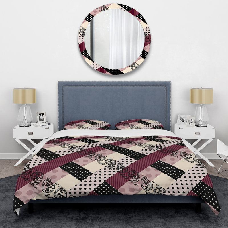 Ensemble de housse de couette à carreaux brun, Housse de couette pour très grand lit et 2 très