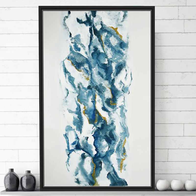 Into The Blue (Vert) - Imprimé, H 51,5 po x l 31,5 po x P 2 po, Cadre flottant noir