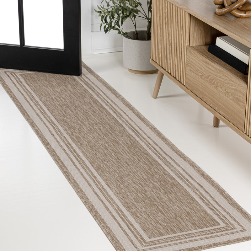 Tapis intérieur / extérieur beige / crème Caherty Lido, Tapis de couloir 2 pi x 7 pi 10 po