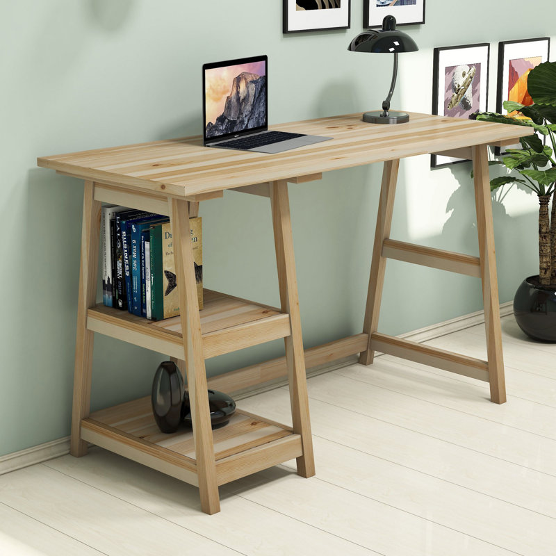 Dangelo Solid Wood Computer Desk, Maple