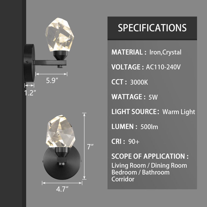 Kathya LED Armed Sconce 2 Packs, Matte Back