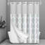 Ensemble de rideau de douche sans crochets Hotel avec doublure en tissu Snap-In - motif géométrique moderne en forme de goutte d'eau, fenêtre transparente en filet, ensemble de polyester imperméable et lavable