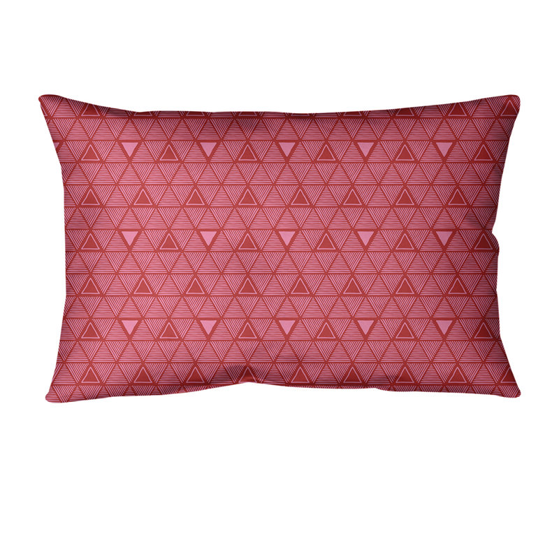 Coussin lombaire géométrique 14 po, Rouge / rose
