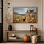 «Black Cat Sitting in Pumpkin Patch Under Full Halloween», art mural sur toile-2108754175
