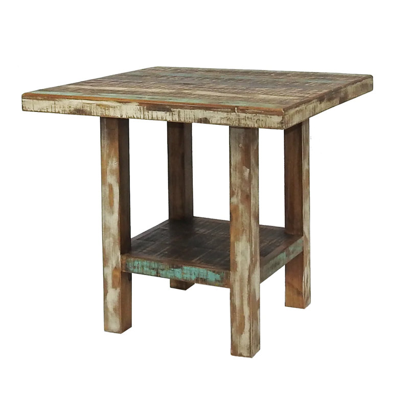 Table de salle à manger à hauteur de comptoir en bois massif de 39,5 po Leadley