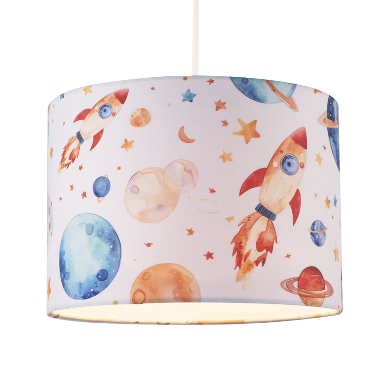 18cm H Cotton Drum Lamp Shade ( Screw On ) in White