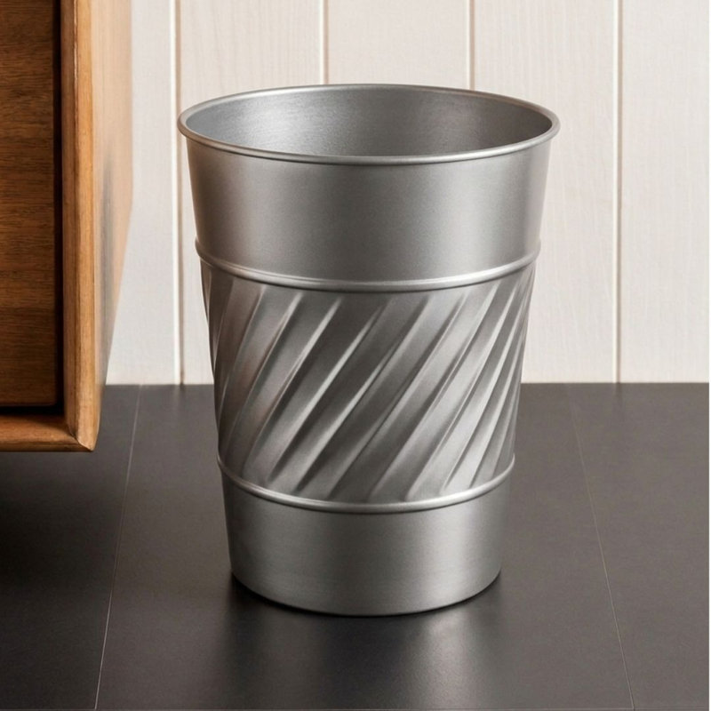 Poubelle Wave en métal gaufré 1,8 gallon Wave, Gris foncé