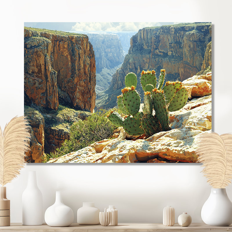 Marithza Arizona Cactus At The Canyons Edge I - art mural cactus, H 12 po x l 20 po, Toile tendue, Ne s’applique pas