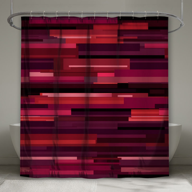 Rideau de douche à rayures - Décoration de salle de bain abstraite moderne, L 70 po x H 72 po
