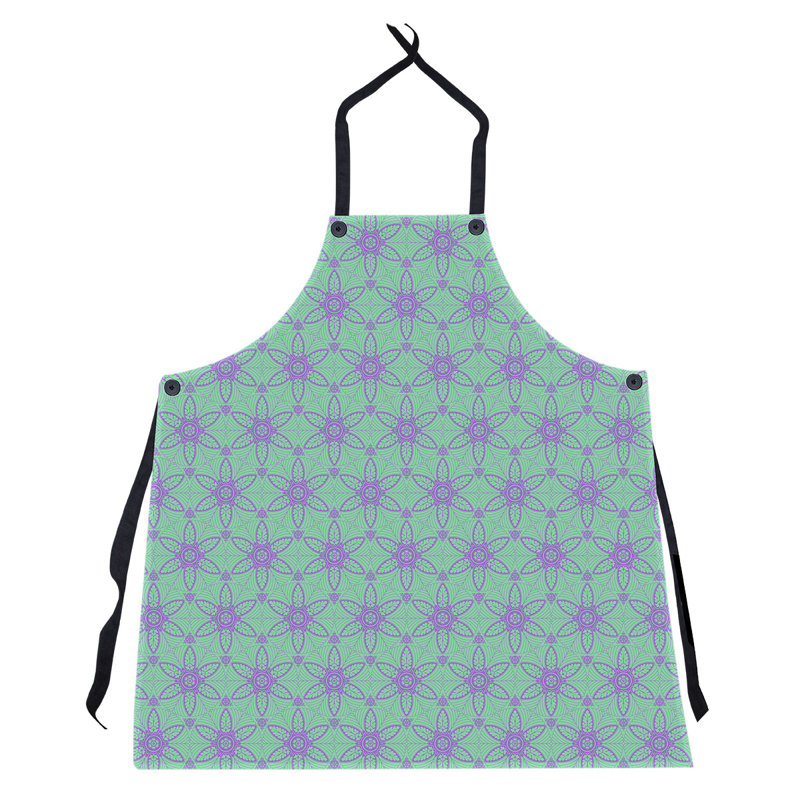 Tablier à cercles ornés de fond, Vert / Mauve