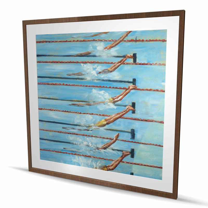 «Olympic Swimmers - Man Cave», reproduction encadrée, H 48 po x l 48 po, Brun