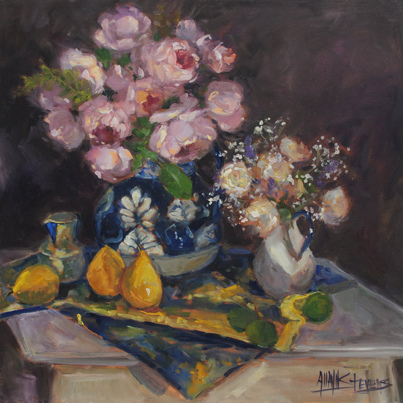 Pink Floral by Allayn Stevens - Wrapped Canvas Print, 30 cm H x 30 cm W