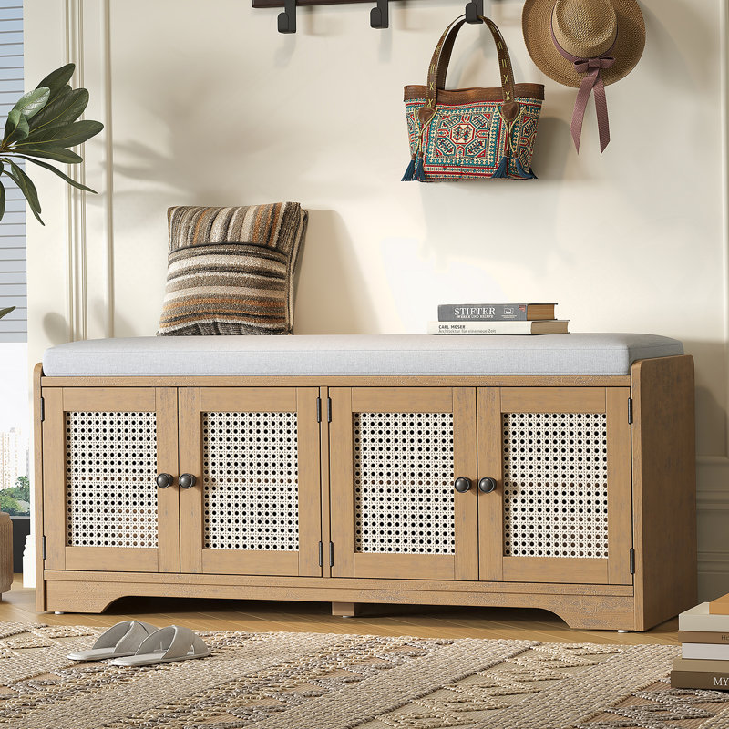 Banc de rangement Rustic, Beige/brun