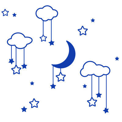 Décalcomanie murale étoiles et nuages lune