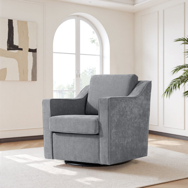 Upholstered Swivel Armchair, Grey Chenille