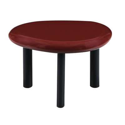 Table de bout rouge ultrabrillante contemporaine avec plateau de 60 mm, matériau, base en métal, limite de poids de 40 lb, profondeur de 14,63 po, largeur de 21,59 po, hauteur de 13,61 po