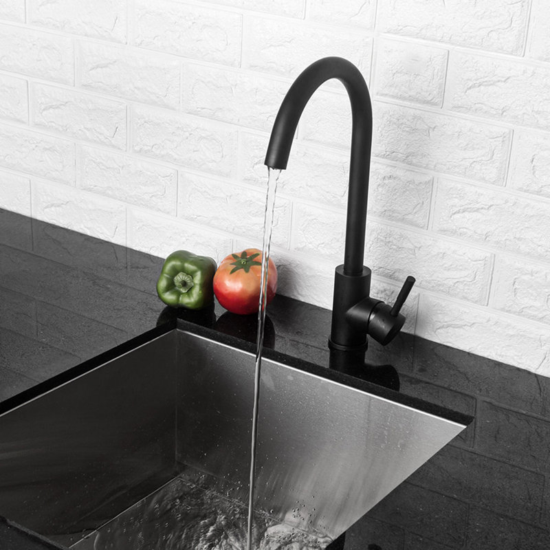 Kitchen Sink Faucet With Single Handles, Black