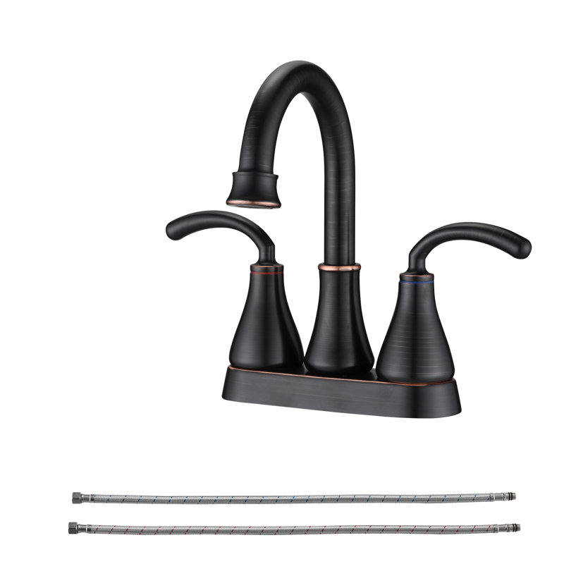 Robinet de salle de bain central avec bonde escamotable, Bronze huilé