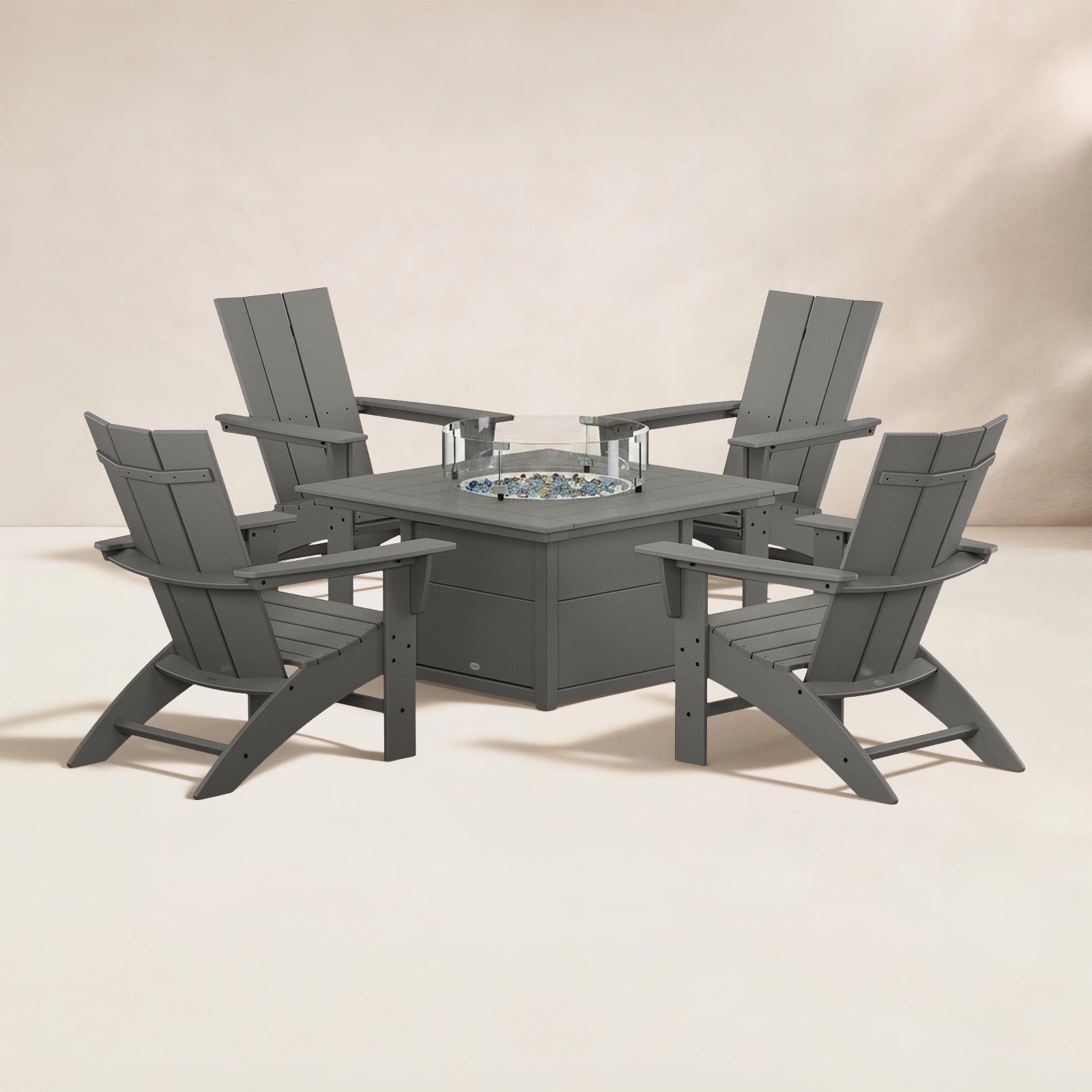 POLYWOOD® Modern Adirondack 4-Person Patio Seating Group, Slate Gray
