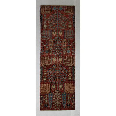 Grinder One-of-a-Kind 2'7" X 7'10" Wool Area Rug in Rust/Blue/Brown