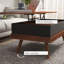 Table basse à plateau relevable, 39,25 po avec compartiments de rangement cachés, pieds en bois, noyer | Idée cadeau