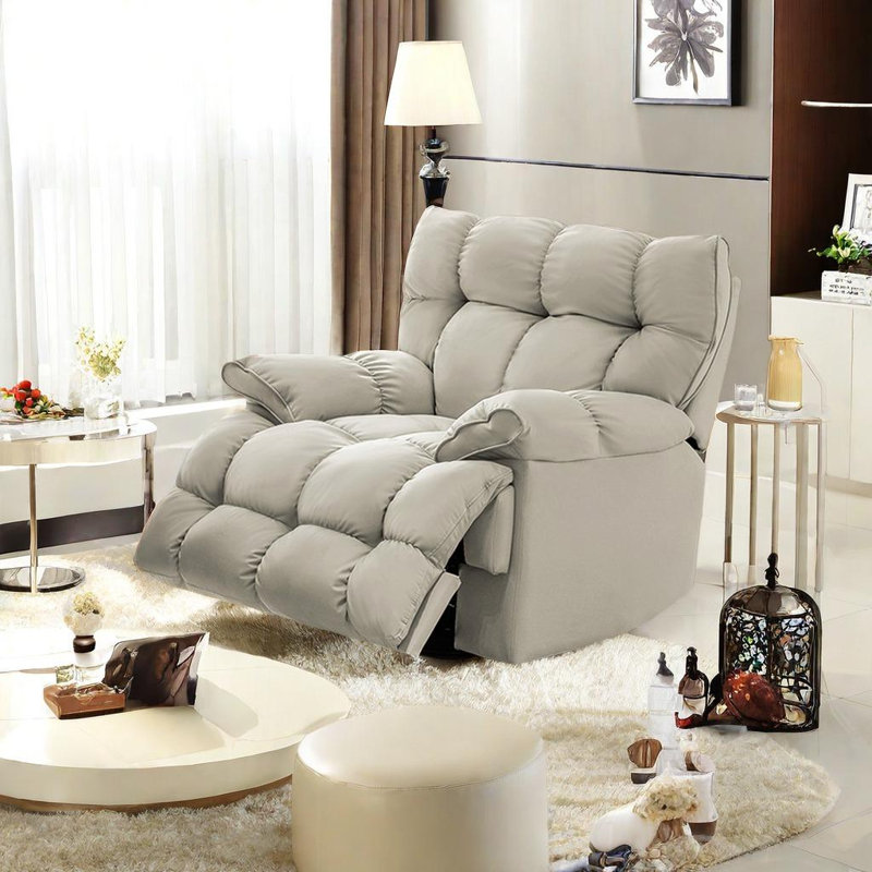 360° Swivel Recliner with Soft Cushion, Ivory