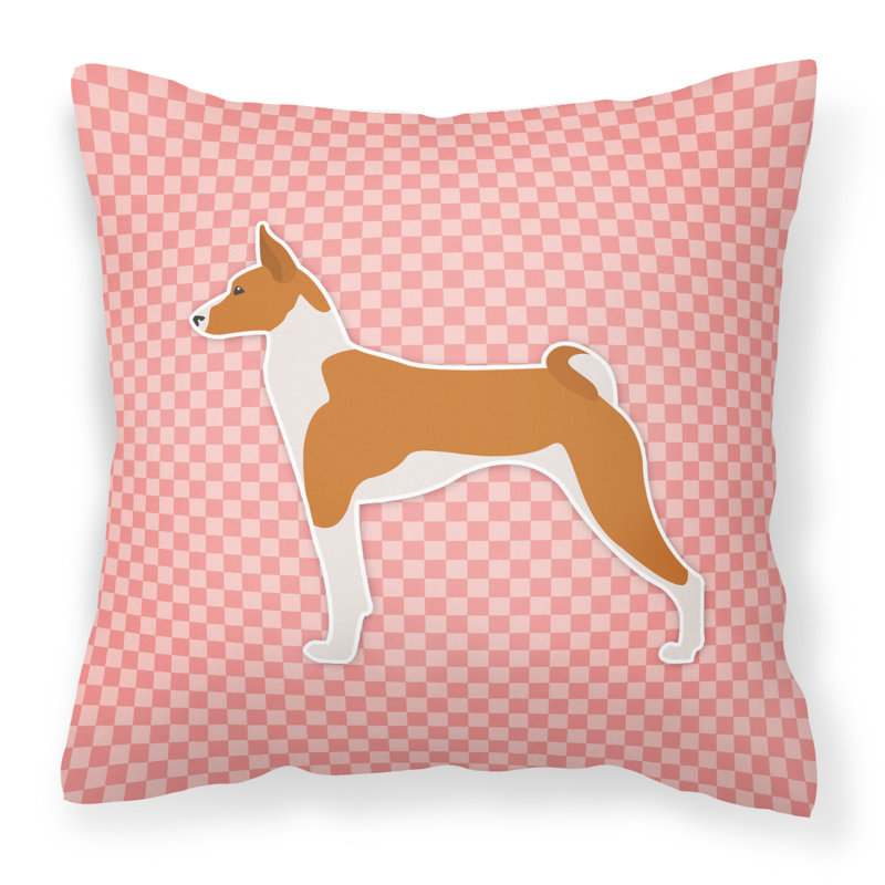 Coussin intérieur / extérieur Basenji Basenji, H 18 po x l 18 po x P 3 po, Rose