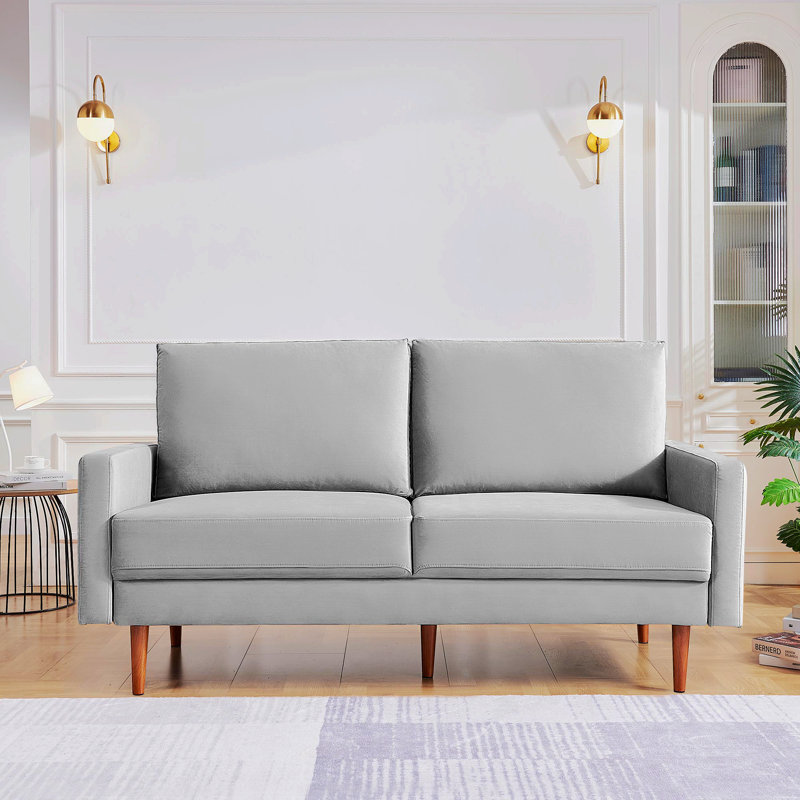 Ellmer Velvet Loveseat, Gray Velvet, 36.4" H x 57.1" W x 31.5" D