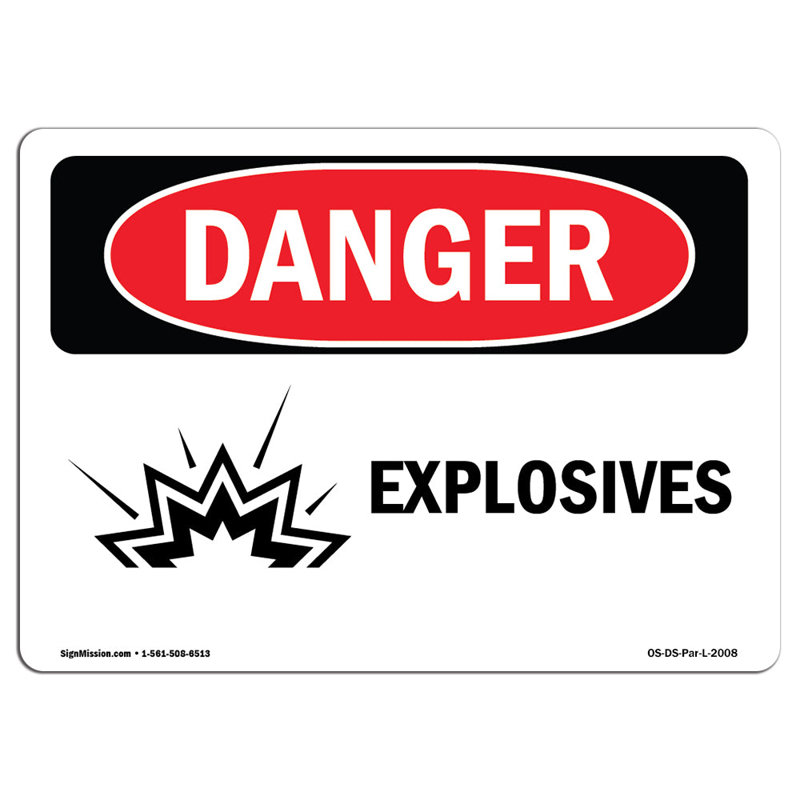 Panneau en aluminium Explosives 12 x 18, H 18 po x l 24 po x P 0,1 po