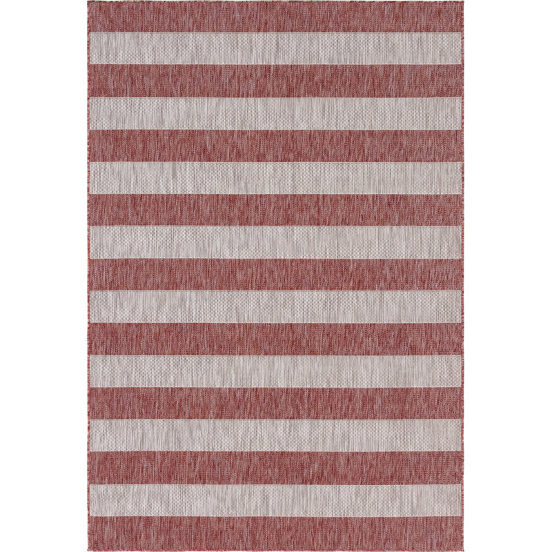 Simkins Striped Indoor / Outdoor Rug, Rectangle 4'1" x 6'1"