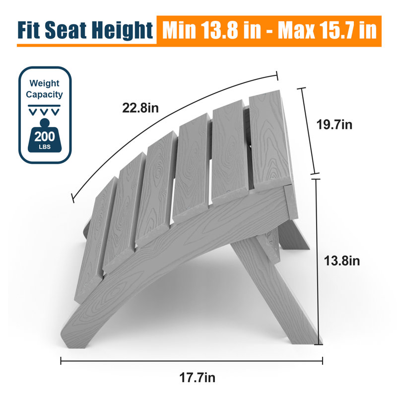 Chaise Adirondack avec repose-pieds, Gris clair
