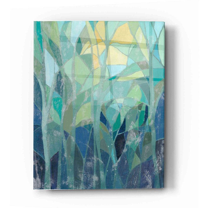Vitrail forêt I - peinture sans cadre, H 16 po x l 12 po x P 0,12 po