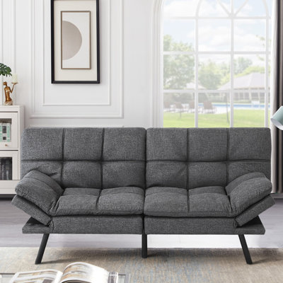 Christmas Sale Convertible Sofa Bed with Adjustable Lumbar & Arms | Multi-Position Recliner, Memory Foam Mattress
