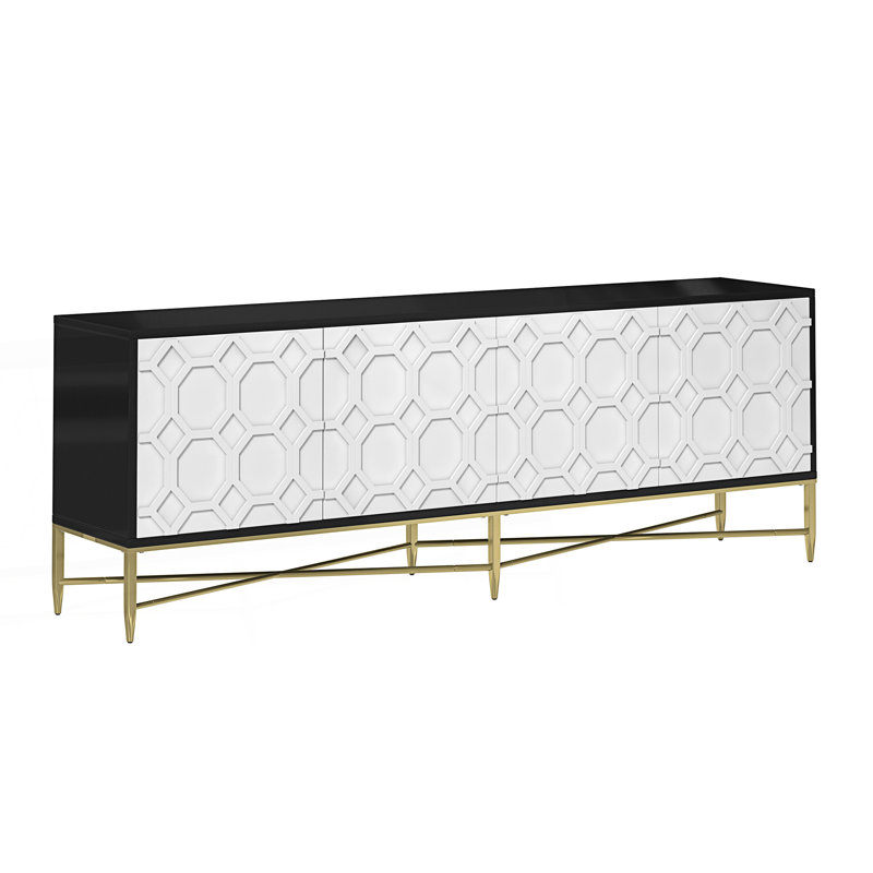 Armoire moderne 4 portes, meuble télé de salon, console de télévision