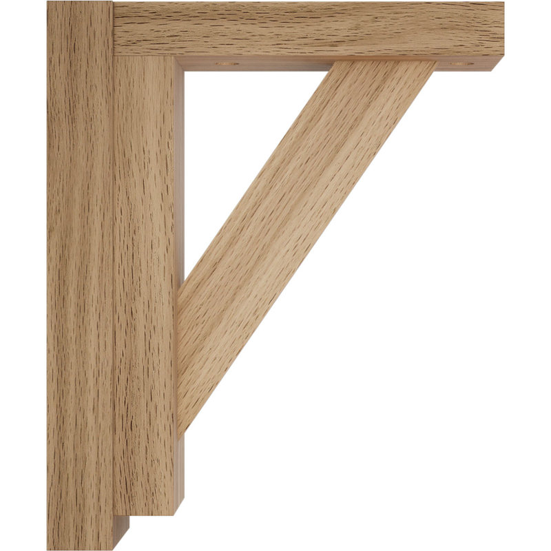 Traditional Wood Shelf Bracket, Red Oak, 7.5" H x 2.5" W x 6.25" D