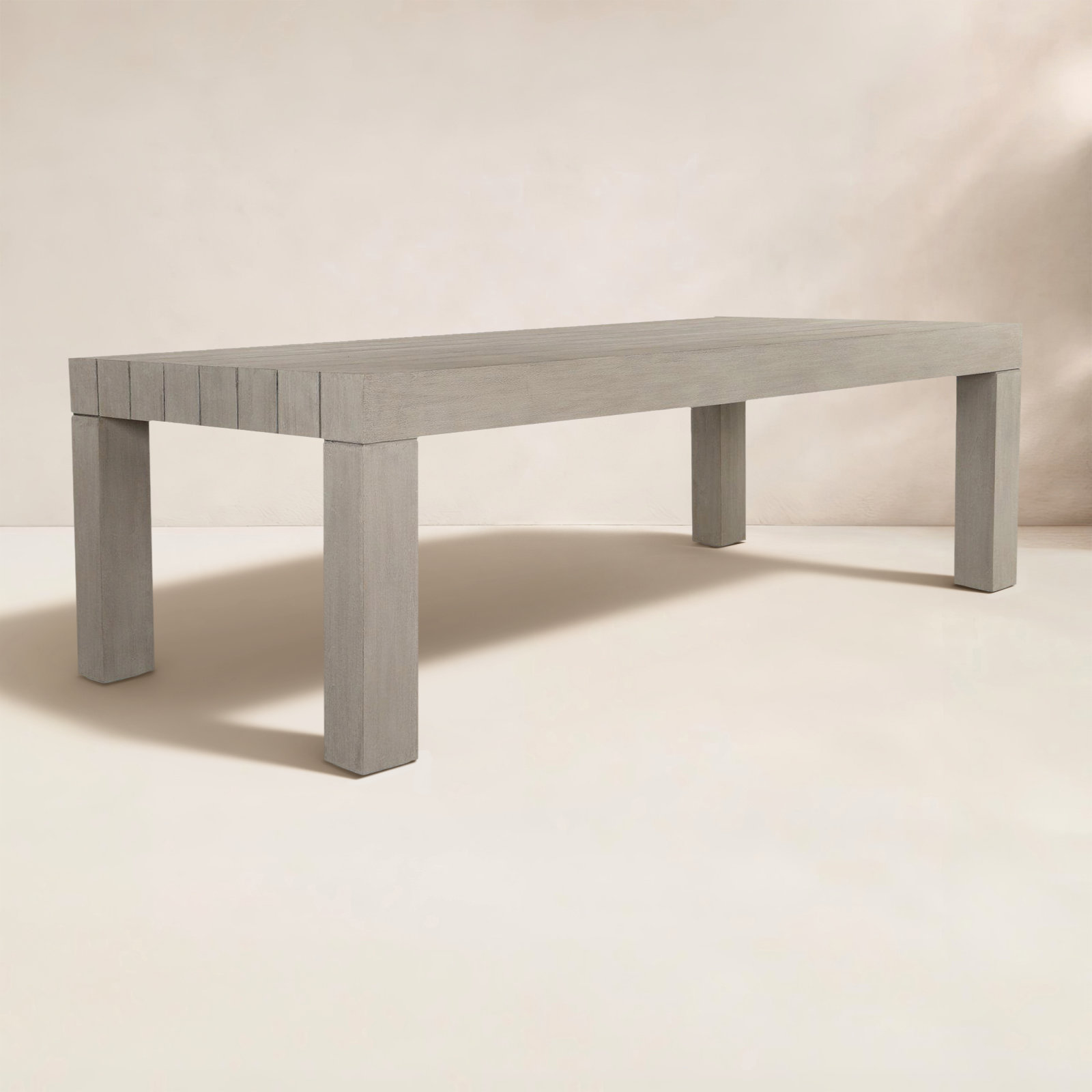 Shea 87'' Teak Outdoor Dining Table, Weathered Gray