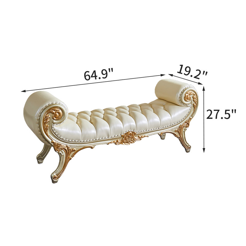 Banc rembourré en cuir véritable