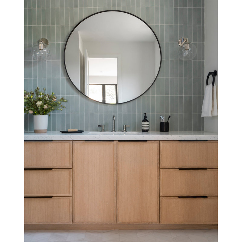 Round Mirror, Large Circle Mirror for Wall, Round Bathroom Mirror for Living Room, Black, 48" x 48"