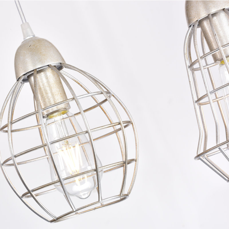 Luminaire suspendu 5 lumières B, Argent antique, Argent antique